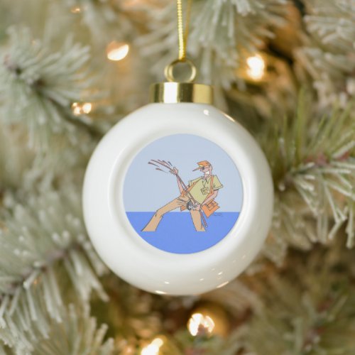 Fisherman Christmas ball Ceramic Ball Christmas Ornament