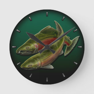Fisherman Clock Coho Salmon Fish Wall Clocks Gifts