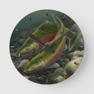Fisherman Clock Coho Salmon Fish Wall Clocks Gifts