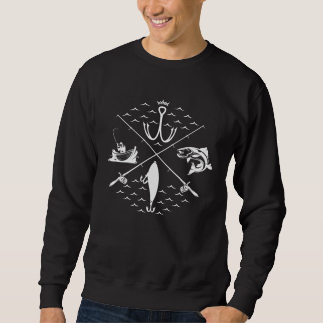 Fisherman Compass Father s Day Fishing Gear Sweatshirt (Front)