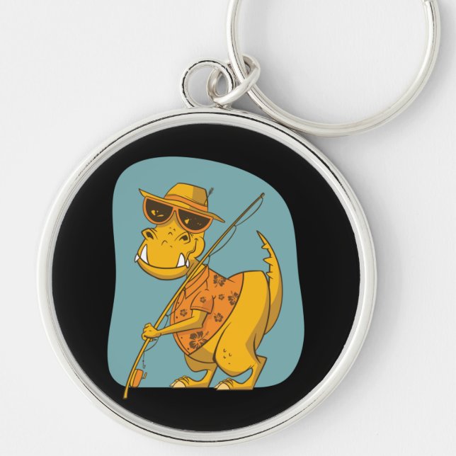 Fisherman Dinosaur  Keychain (Front)