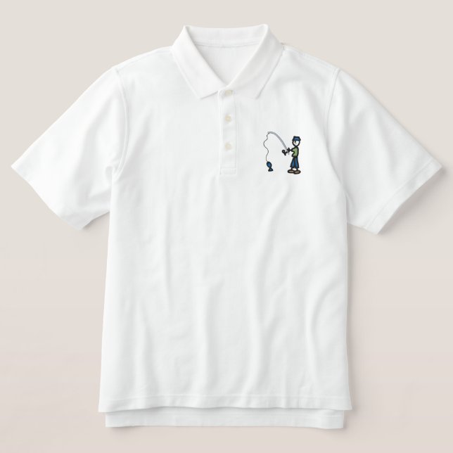Fisherman Embroidered Polo Shirt (Design Front)