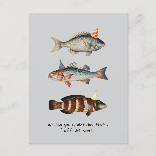 Fisherman Fish Hat Fun Birthday Postcard