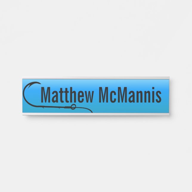 Fisherman Fishermen Fishing Hook Hanging Door Sign (Front)