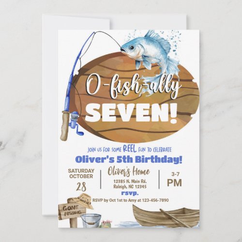 Fisherman / fishing boy reel fun birthday invite.