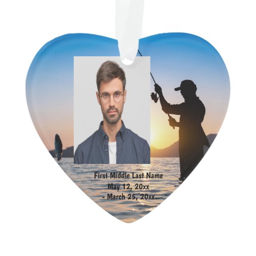 Fisherman Fishing Dated Photo Custom Ornament
