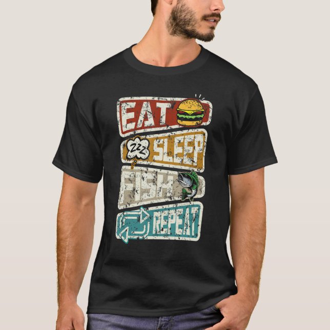 Fisherman  Fishing Eat Sleep Fish Repeat Angling T-Shirt (Front)