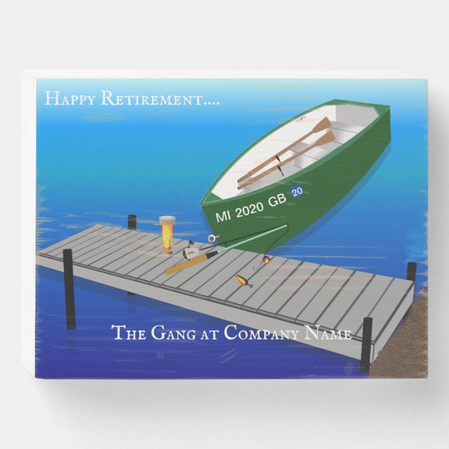 Fisherman Fishing Happy Retirement Sign Row Boat (Front Horizontal)