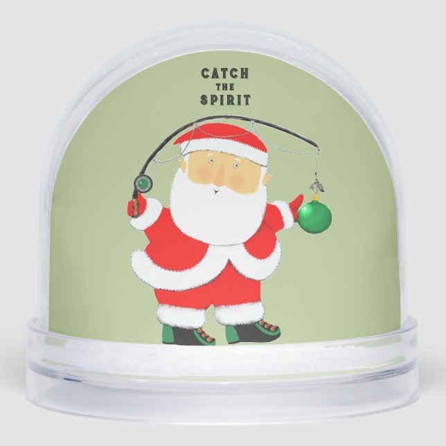 Fisherman Fishing Holiday Gift Snow Globe (Front)