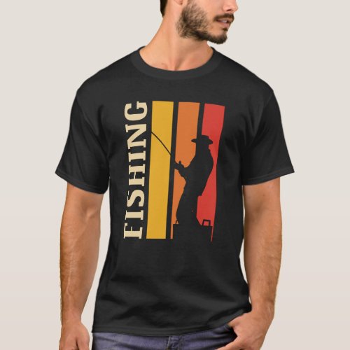 Fisherman Fishing in Sunset  T_Shirt