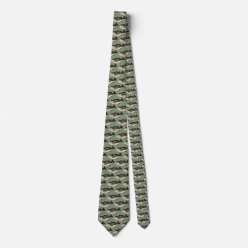 Fisherman Fishing Large Mouth Bass Fish Neck Tie