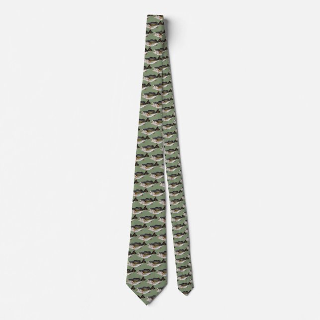 Fisherman Fishing Large Mouth Bass Fish Neck Tie (Front)