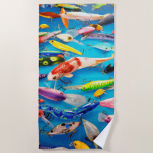 Fisherman Fishing Sports Lures Hooks on Blue