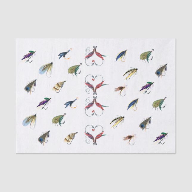 Fisherman Fly Fishing Flies Tissue Paper (Front)