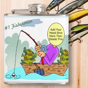 Fisherman Funny Cartoon Flask