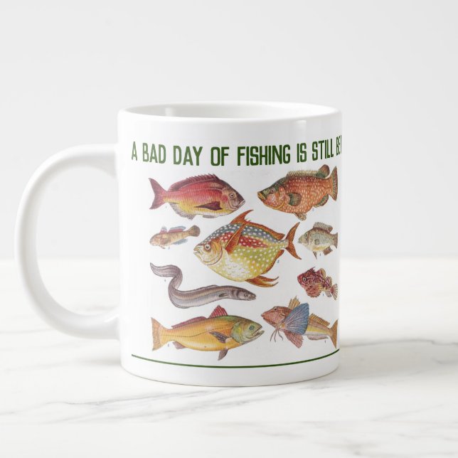 Fisherman Gift. Fishing or Angling Giant Coffee Mug (Left)