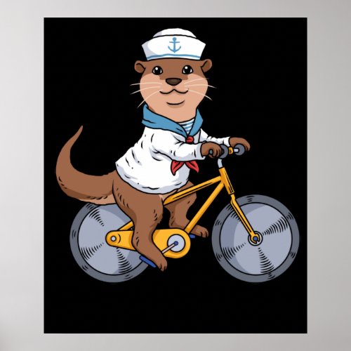 Fisherman Gift Kids Otters Bicycle Sailing Otter Poster