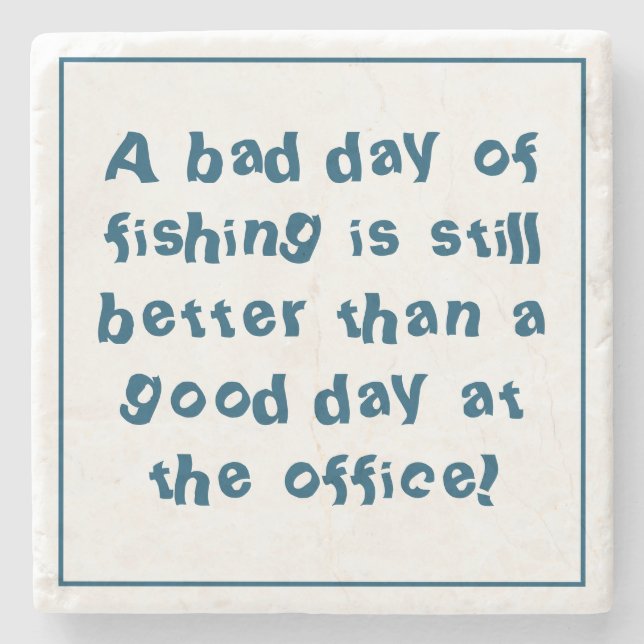 Fisherman Gift with Fishing Quotation Stone Coaster (Front)