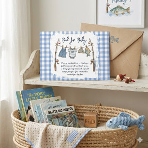 Fisherman Gingham Clothesline Fishing Baby book Enclosure Card