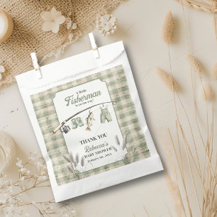 Fisherman Gingham Clothesline Fishing Baby Shower Favor Bag