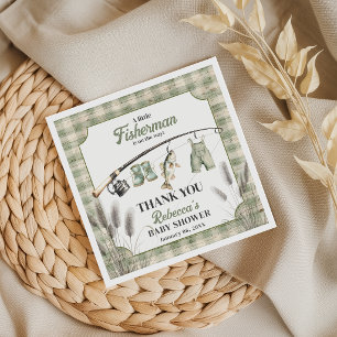 Fisherman Gingham Clothesline Fishing Baby Shower Napkins