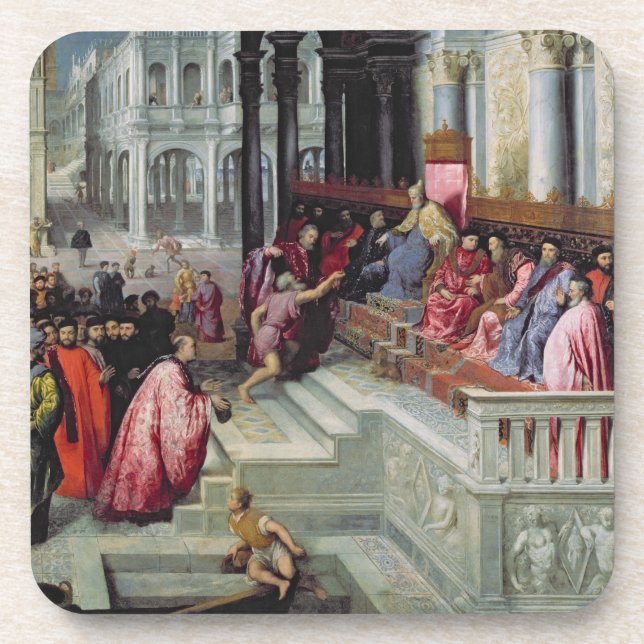 Fisherman Giving the Ring to the Doge of Venice Beverage Coaster (Front)