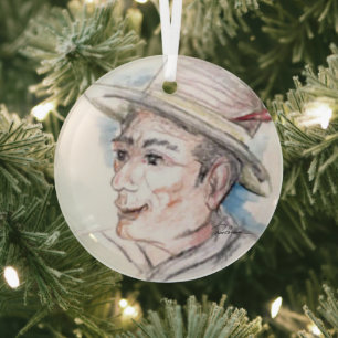 Fisherman Glass Ornament
