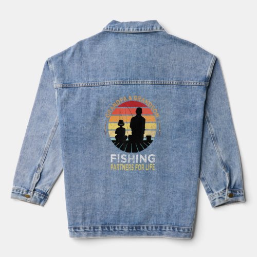 Fisherman Grandpa  Grandson Fishing Partners For  Denim Jacket