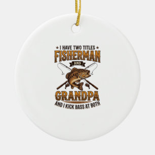 Fisherman Grandpa Vintage Engraving Fishing Shirt_ Ceramic Ornament
