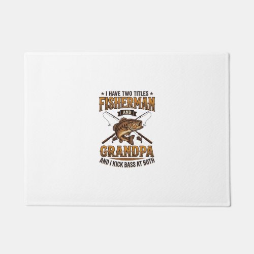 Fisherman Grandpa Vintage Engraving Fishing Shirt_ Doormat
