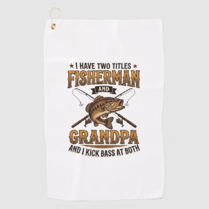 Fisherman Grandpa Vintage Engraving Fishing Shirt_ Golf Towel