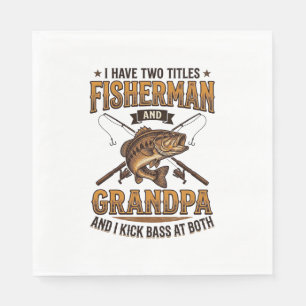 Fisherman Grandpa Vintage Engraving Fishing Shirt_ Napkins