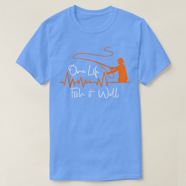 Fisherman Heartbeat Fishing Lovers Design  T-Shirt (Design Front)