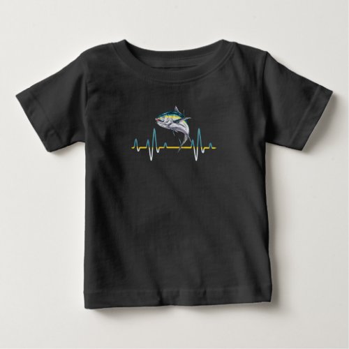 Fisherman Heartbeat Tuna Fishing Lover Gift Baby T_Shirt