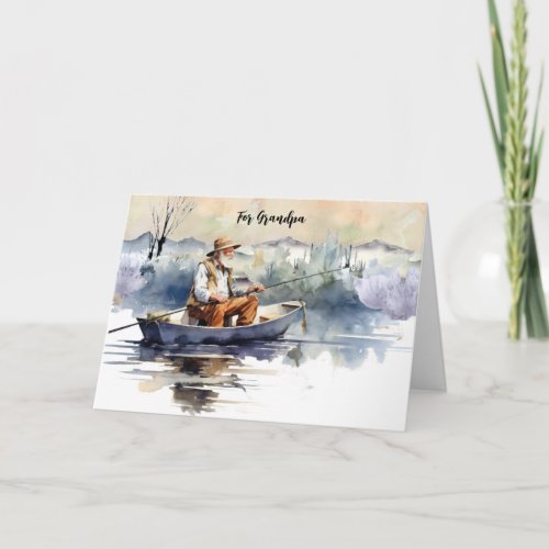 Fisherman in a Boat Fathers Day Card