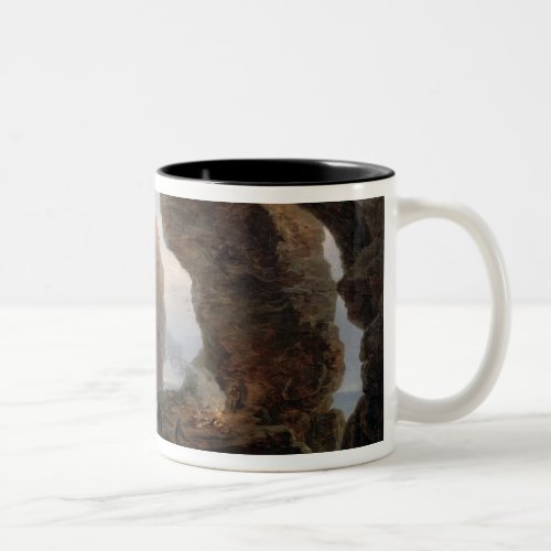 Fisherman in a Grotto Helgoland 1850 oil on can Two_Tone Coffee Mug