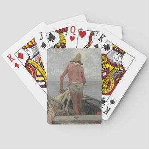 Fisherman in His Boat (by Vincenzo Caprile) Poker Cards