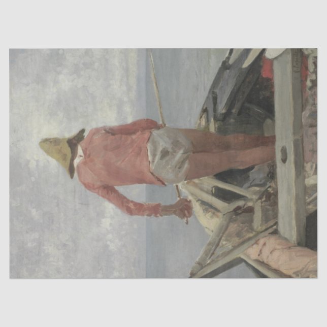 Fisherman in His Boat (by Vincenzo Caprile) Tissue Paper (Front)
