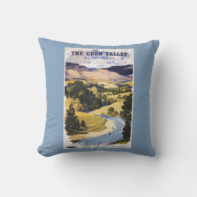 Fisherman in the Eden Valley Throw Pillow (Front)