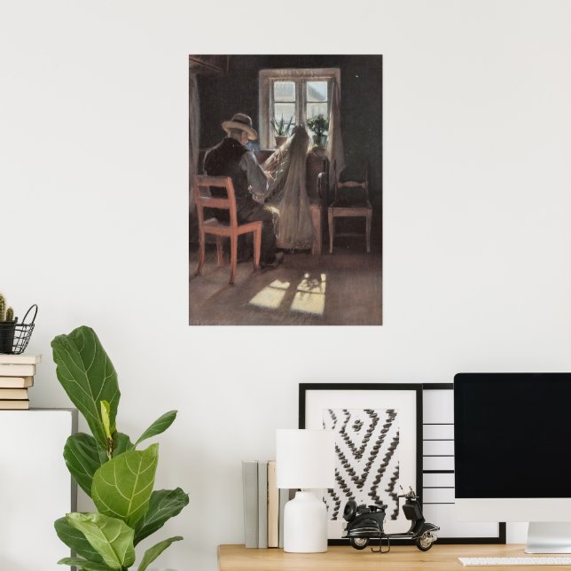 Fisherman Kræn Wollesen Mending the Net by Ancher Poster (Home Office)