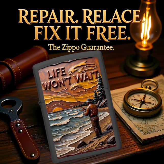 Fisherman Ocean Waves Sunset Sand Zippo Lighter (Creator Uploaded)