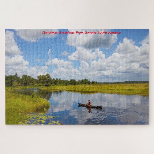 Fisherman on a lake in Guyana Jigsaw Puzzle