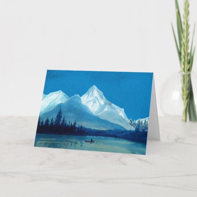 Fisherman on a Mountain Lake Father's Day Card (Front)