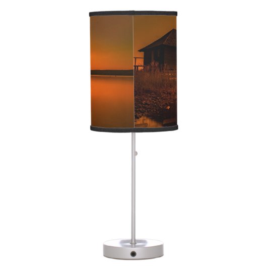 Fisherman on Pier Fishing Fan Table Lamp (Back)