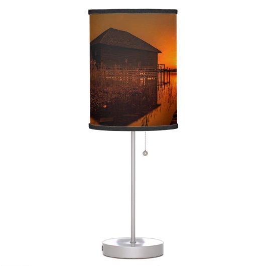 Fisherman on Pier Fishing Fan Table Lamp (Left)