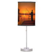 Fisherman on Pier Fishing Fan Table Lamp (Front)