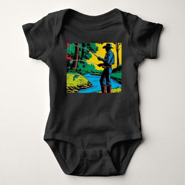Fisherman on Riverbank Baby Bodysuit (Front)