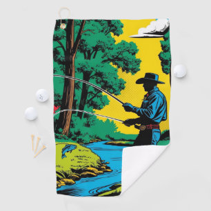 Fisherman on Riverbank  Golf Towel