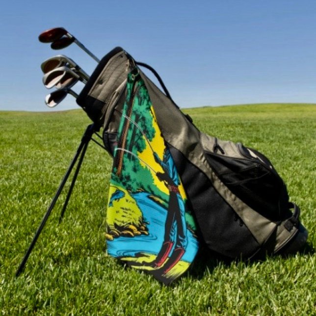 Fisherman on Riverbank  Golf Towel (Fisherman on Riverbank Golf Towel Golfer Gift Custom Sports Gear)