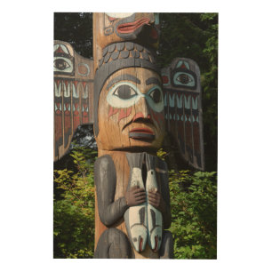 Fisherman On Totem Pole, Alaska Wood Wall Art
